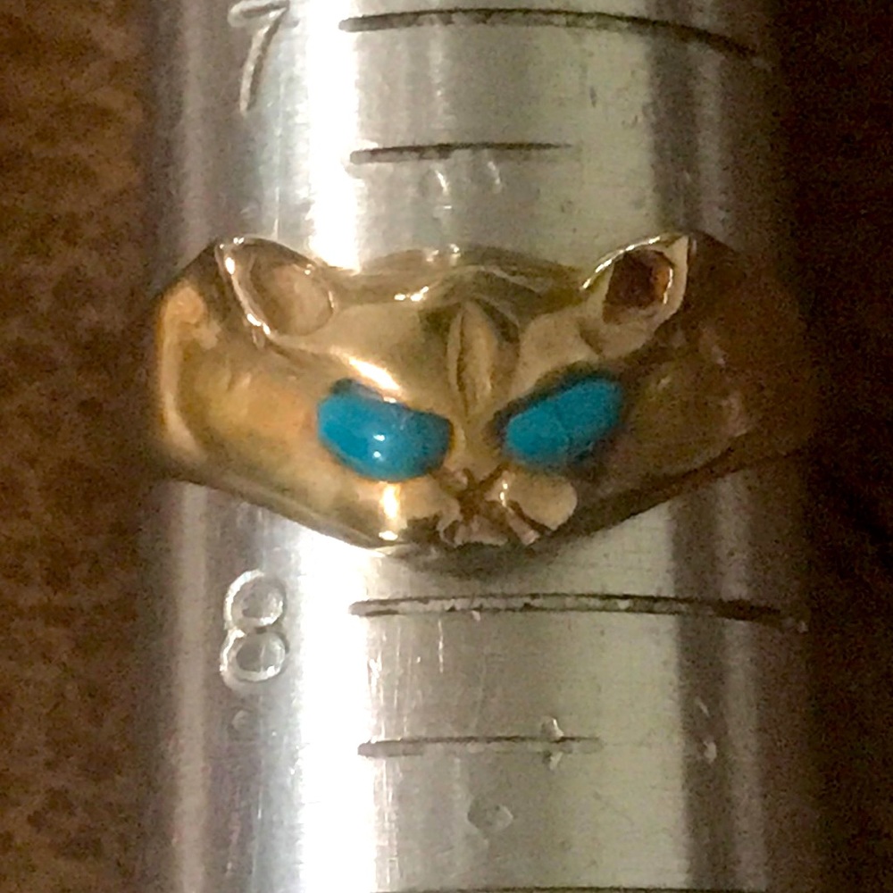 Vintage Copper Turquoise stone CAT 🐱 Ring NWT - Picture 5 of 5